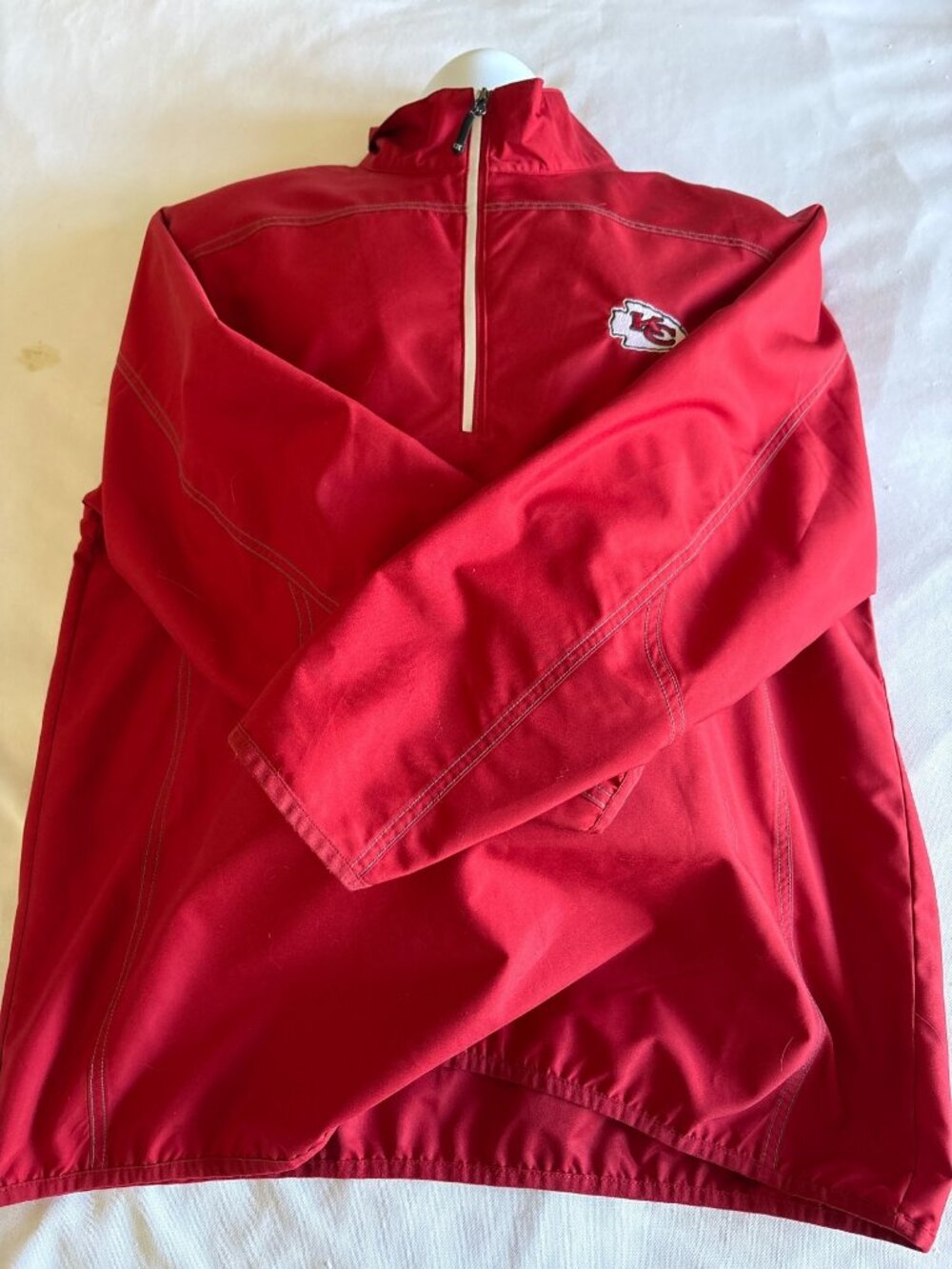 Kansas City Chiefs Cutter & Buck Red Half-Zip Pullover Jacket Mens Polyester Emb - Picture 9 of 12